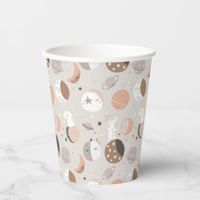 Sweat Dream Bunnies In Space Pattern Paper Cups (Front)