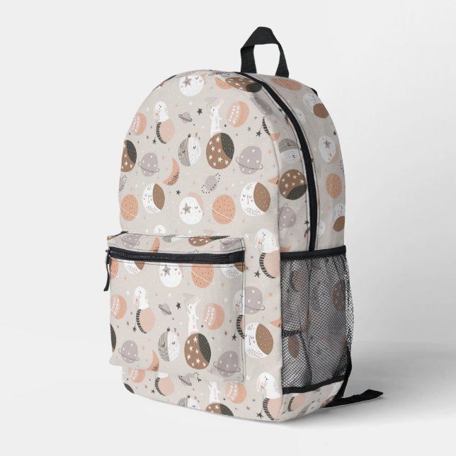 Sweat Dream Bunnies In Space Pattern Printed Backpack (Back Corner Right)