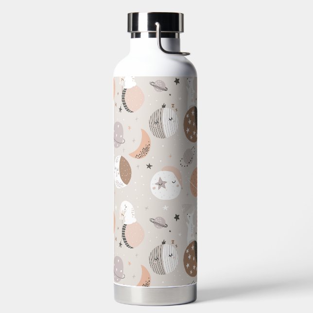 Sweat Dream Bunnies In Space Pattern Water Bottle (Left)