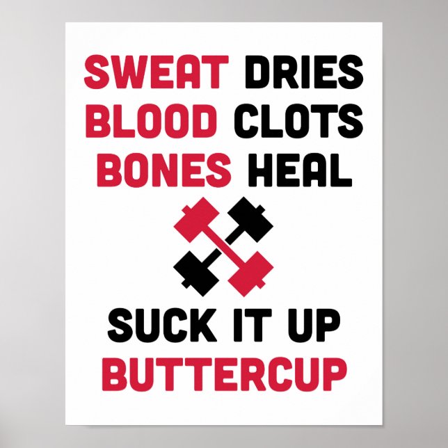 Sweat Dries Gym Quote Poster (Front)