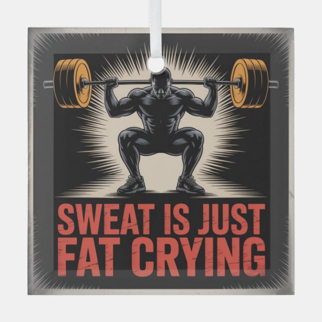 Sweat Is Just Fat Crying Glass Tree Decoration (Front)