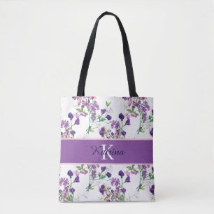 Sweat Pea Monogrammed Tote Bag