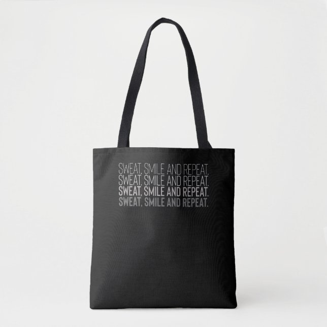 Sweat Smile Repeat Fitness Workout Motivation Tote Bag (Front)