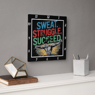 Sweat Struggle Succeed Street Workout  Square Wall Clock