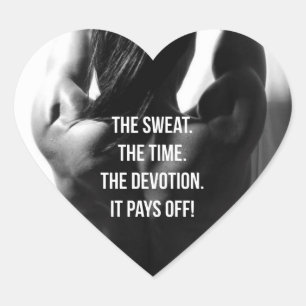 Sweat, Time, Devotion Women's Workout Motivational Heart Sticker