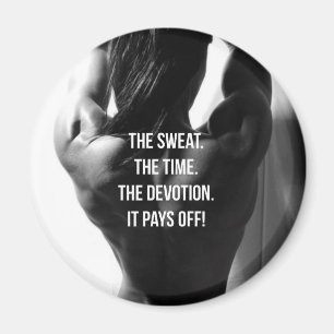 Sweat, Time, Devotion Women's Workout Motivational Magnet