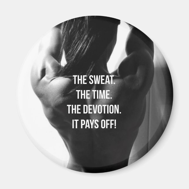 Sweat, Time, Devotion Women's Workout Motivational Magnet (Front)