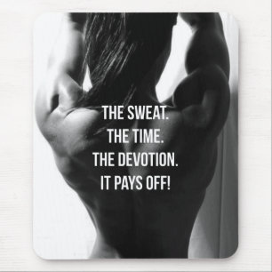 Sweat, Time, Devotion Women's Workout Motivational Mouse Pad