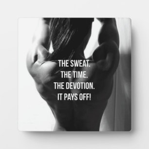 Sweat, Time, Devotion Women's Workout Motivational Plaque