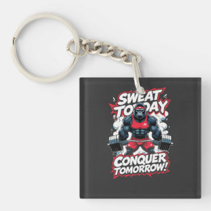 Sweat Today Conquer Tomorrow Motivational Gym T-Sh Key Ring