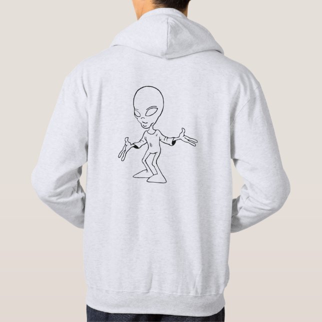 Sweat with hood with gray alien clearly hoodie (Back)