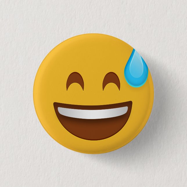Sweat With Smile Emoji  3 Cm Round Badge (Front)