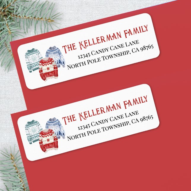 Sweater Christmas Return Address Label (Festive Winter Sweater Christmas Return Address label)