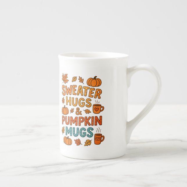 Sweater Hugs & Pumpkin Mugs Fall Typography  (Right)
