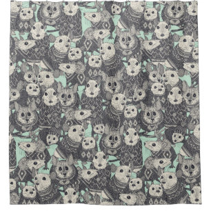 sweater mice mint shower curtain
