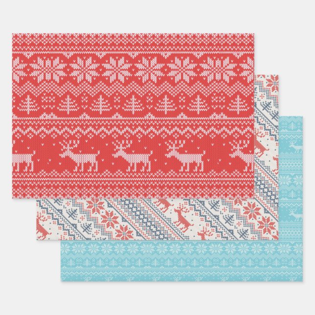 SWEATER PATTERN WRAPPING PAPER SHEET (Set)