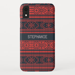 Sweater Red Black Pattern Christmas Personalised iPhone XR Case