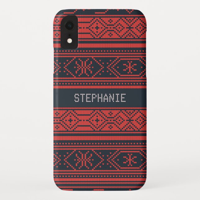 Sweater Red Black Pattern Christmas Personalised Case-Mate iPhone Case (Back)
