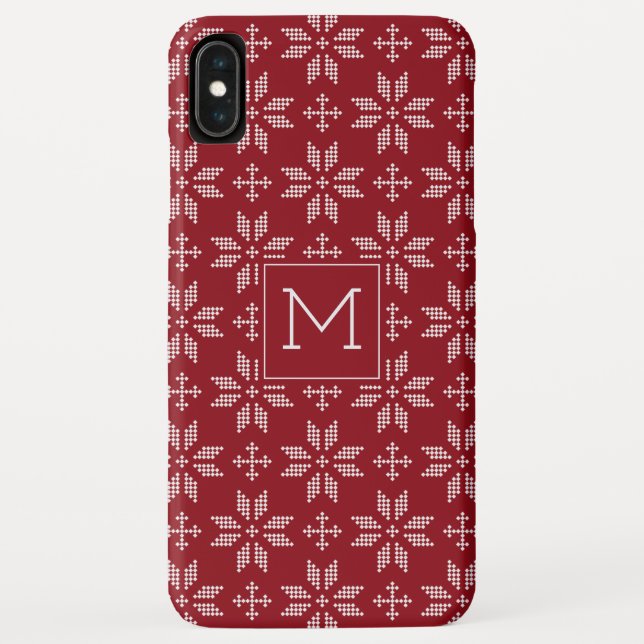 Sweater Red White FairIsle Christmas Monogram Case-Mate iPhone Case (Back)