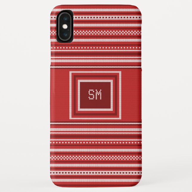 Sweater Red White Monogram Christmas Holiday Case-Mate iPhone Case (Back)