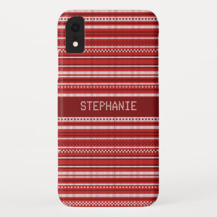 Sweater Red White Stripe Christmas Personalised iPhone XR Case