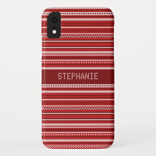 Sweater Red White Stripe Christmas Personalised Case-Mate iPhone Case (Back)