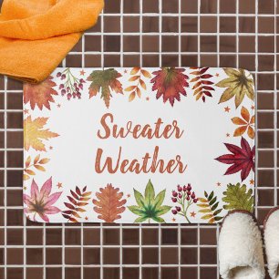 Sweater Weather Autumn Fall Leaves Bath Mat