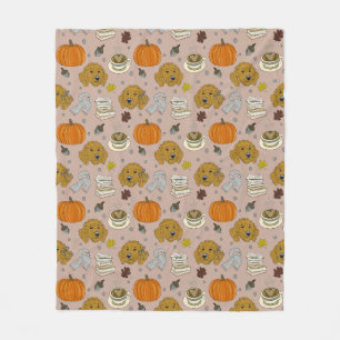 Sweater Weather Doodles Goldendoodle Fall Fleece  Blanket
