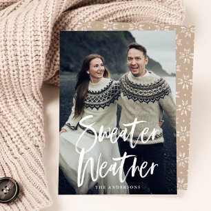 Sweater Weather in Beige Holiday Photo Card