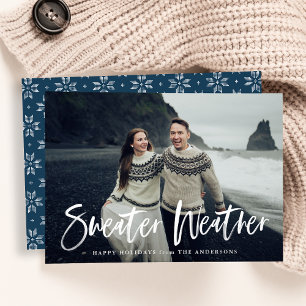 Sweater Weather in Navy   Holiday Photo Card