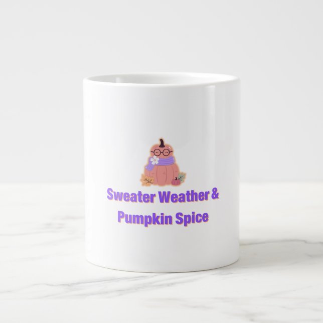 Sweater Weather Pumpkin Large Coffee Mug (Front)