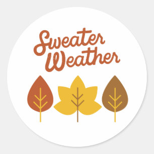 Sweater Weather Vintage Leaves Classic Round Sticker