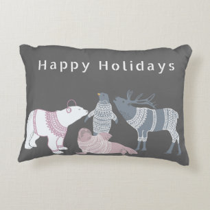 Sweatered Arctic Friends Holidays Decorative Cushion