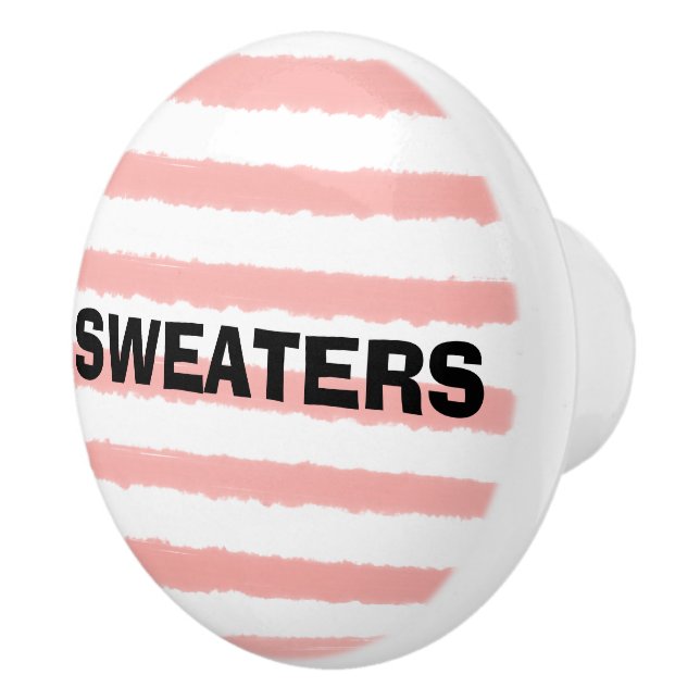 Sweaters Pink White Watercolor Stripes Ceramic Knob (Right)