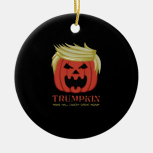 Sweatshirt, Trumpkin, Halloween Merch Ceramic Ornament