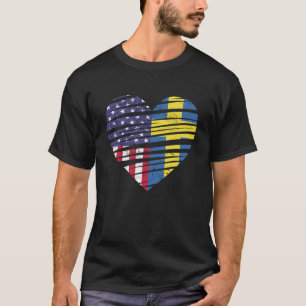 Sweden American Grown Heart USA Patriot Heritage M T-Shirt