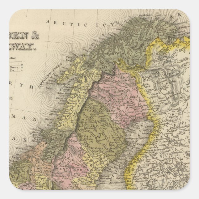 Sweden and Norway Square Sticker (Front)