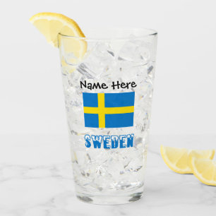 Sweden and Swedish Flag Personalised Glass