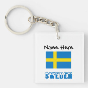 Sweden and Swedish Flag Personalised Key Ring