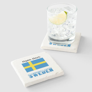 Sweden and Swedish Flag Personalised Stone Coaster