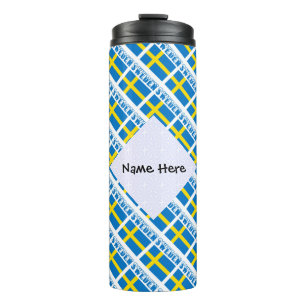 Sweden and Swedish Flag Tiled Personalised Thermal Tumbler