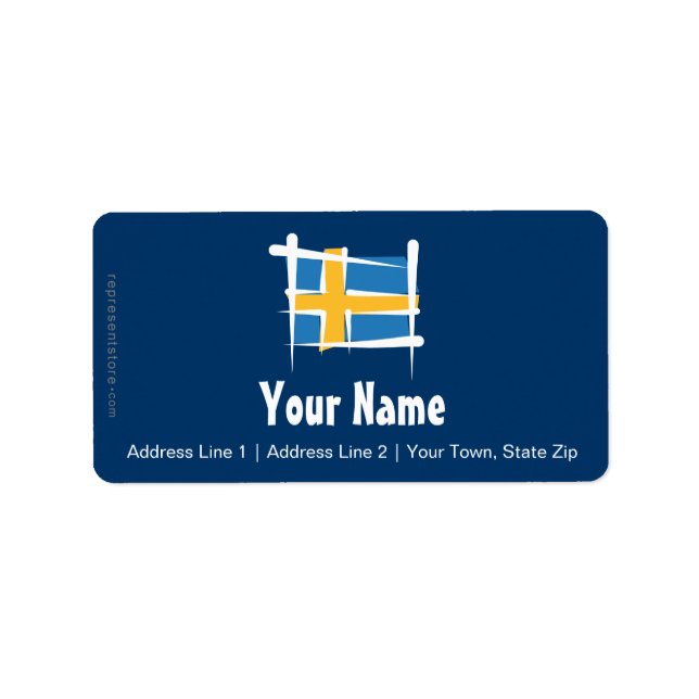 Sweden Brush Flag Label (Front)