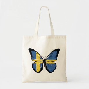 Sweden Butterfly Flag Tote Bag
