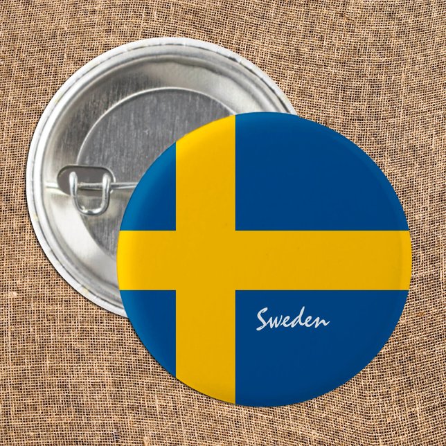Sweden button, patriotic Swedish Flag fashion 3 Cm Round Badge (Creator Uploaded)