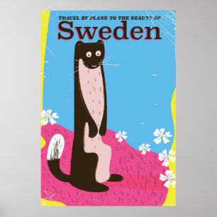 Sweden Cartoon vintage travel poster