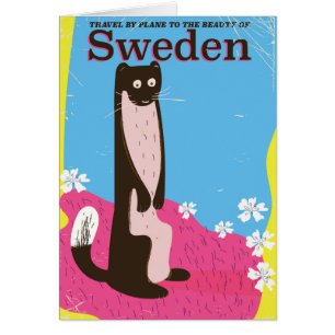 Sweden Cartoon vintage travel poster