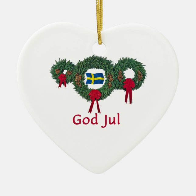 Sweden Christmas 2 Ceramic Tree Decoration (Front)