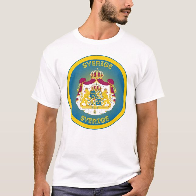 Sweden Coat of Arms Circle Shape T-Shirt (Front)