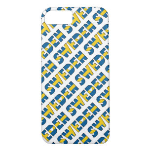 Sweden Country Flag Colours Typography Pattern iPhone 8/7 Case