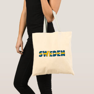 Sweden Country Flag Colours Typography Tote Bag